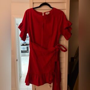 Socialite Bright Red Round-Neck Dress